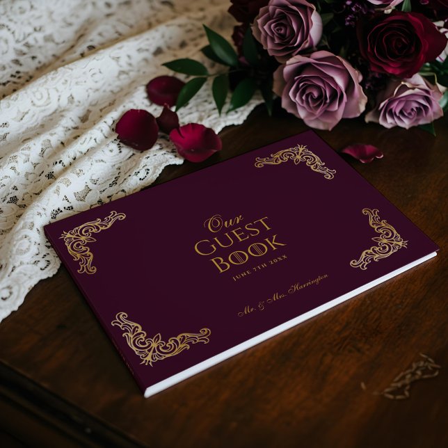 Libro De Visitas Royal Muse Medieval Fantasy Plum Floral Boda (Royal Muse Medieval Fantasy Plum Floral Wedding Guest Book)