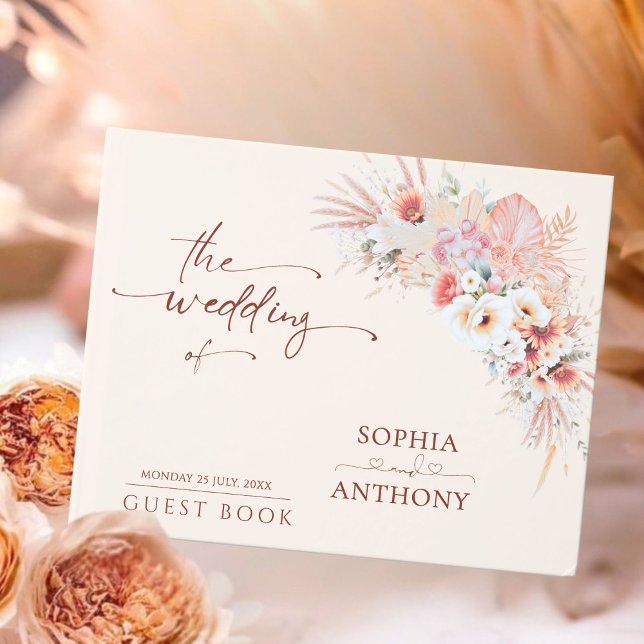 Libro De Visitas Rubor Boho Boda Floral Guest Book (Subido por el creador)