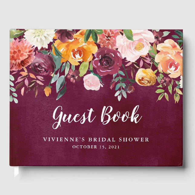 Libro De Visitas Rubor de Borgoña | Fiesta floral (Anverso)