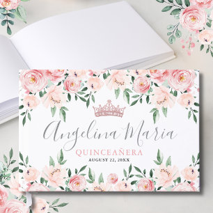 Libro De Visitas Rubor Floral Rosa Quinceañera