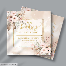 Libro De Visitas Rubor Ivory Gold Floral Frame Boda Guest Book