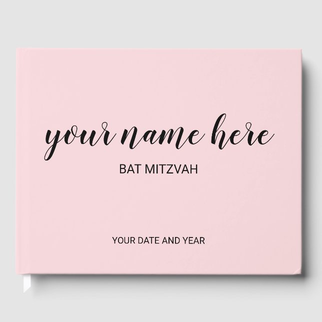 Libro De Visitas Rubor Pink Bat Mitzvah Guestbook (Anverso)