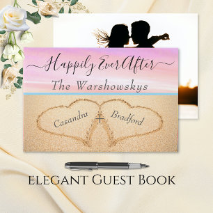 Libro De Visitas Rubor Pink Beach Wedding 2 Hearts Photo Boda