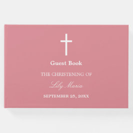 Libro De Visitas Rubor Pink Christening Guest Book