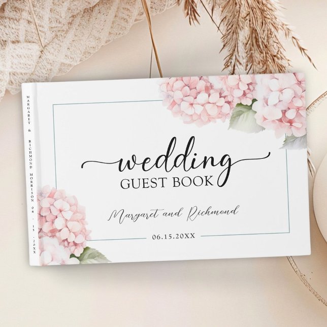 Libro De Visitas Rubor Pink Hydrangea Boda Floral (Subido por el creador)