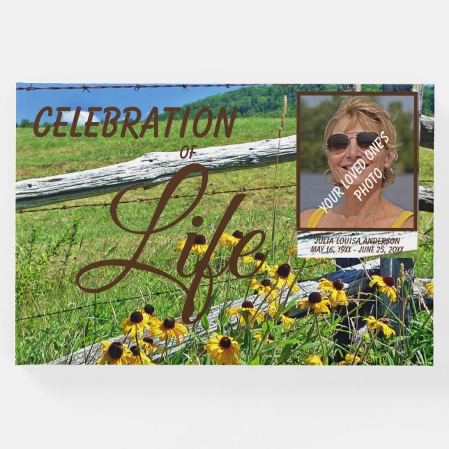 Libro De Visitas Rusic Mountain Wildflowers Celebración De La Vida (Anverso)