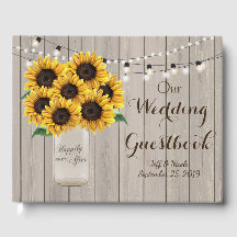 Rusn Barn Boda Wood Mason Jar Sunflowers