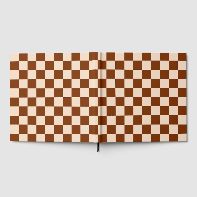 Libro De Visitas Rust brown and beige checkerboard pattern (Lleno)