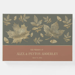 Libro De Visitas Rust Moss Green Gold El otoño deja Boda