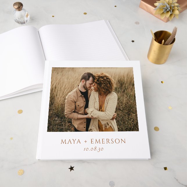 Libro De Visitas Rustic Boho Photo wedding  (Anverso Abierto)