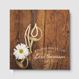 Libro De Visitas Rustic Daisy Horse Bit Celebración de la vida