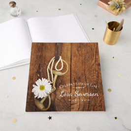 Libro De Visitas Rustic Daisy Horse Bit Celebración de la vida