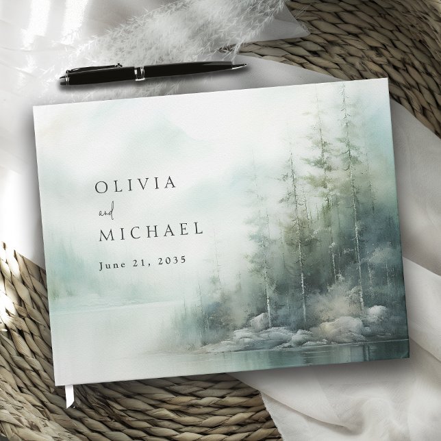 Libro De Visitas Rustic Mountain Lake Misty Pines Wedding (Subido por el creador)