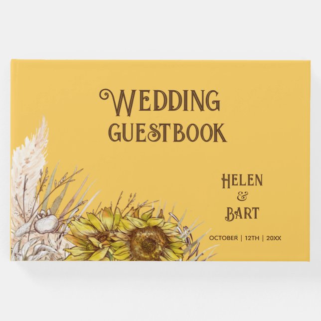 Libro De Visitas Rustic Mustard Sunflowers (Anverso)