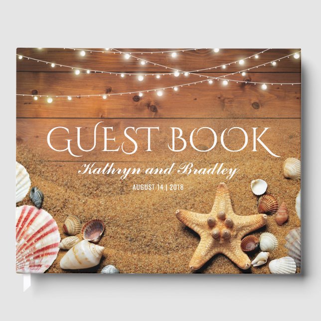 Libro De Visitas Rustic Starfish Beach ilumina a un Boda tropical (Anverso)