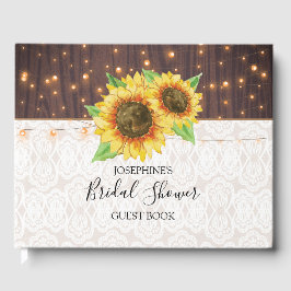 Libro De Visitas Rustic Sunflowers String Lights Lace Bridal Shower