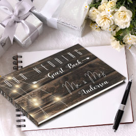 Libro De Visitas Rustic Wood String Luces Boda Keepsake memoria