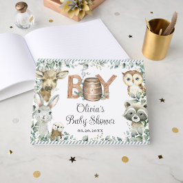 Libro De Visitas Rustic Woodland Animals Greenery Boy Baby Shower
