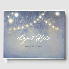 Libro De Visitas Rústica cadena de país ilumina un Boda azul turbul