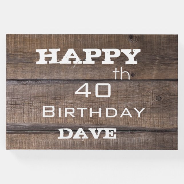 Libro De Visitas Rústica moderna única 40 años personalizada (Anverso)