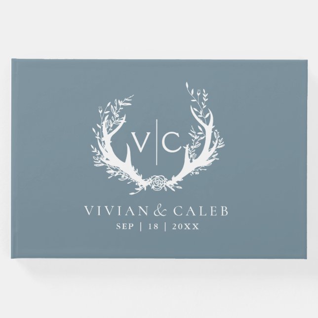 Libro De Visitas Rústicas anhelas con flor | BODA (Anverso)