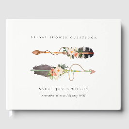 Libro De Visitas Rústico Boho Feather Floral Arrow Bridal Shower