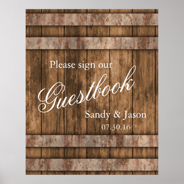 Libro de visitas rustico de Barn Wood Country (Frente)