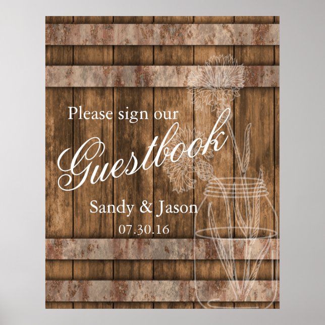 Libro de visitas rustico de Barn Wood Country (Frente)