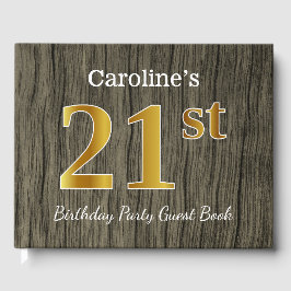Libro De Visitas Rústico, Faux Gold 21st Birthday Fiesta; nombre pe