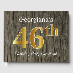 Libro De Visitas Rústico, Faux Gold 46th Birthday Party; Nombre per