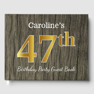 Libro De Visitas Rústico, Faux Gold 47th Birthday Party; Nombre per