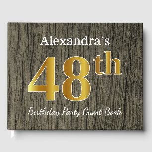 Libro De Visitas Rústico, Faux Gold 48th Birthday Party; Nombre per
