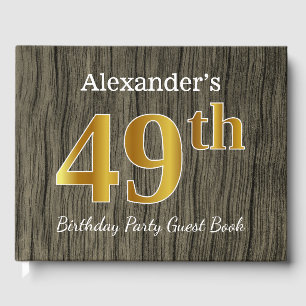 Libro De Visitas Rústico, Faux Gold 49th Birthday Party; Nombre per