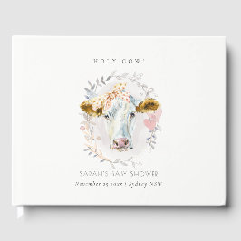 Libro De Visitas Rústico Holy Cow Farm Floral Wreath Baby Shower