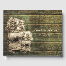 Libro De Visitas Rústico Mason Jar con aliento para bebés