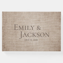 Libro De Visitas Rústico Minimal Brown Burlap Linen Boda