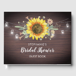 Libro De Visitas Rústico Sunflowers Jar Ilumina Wood Bridal Shower