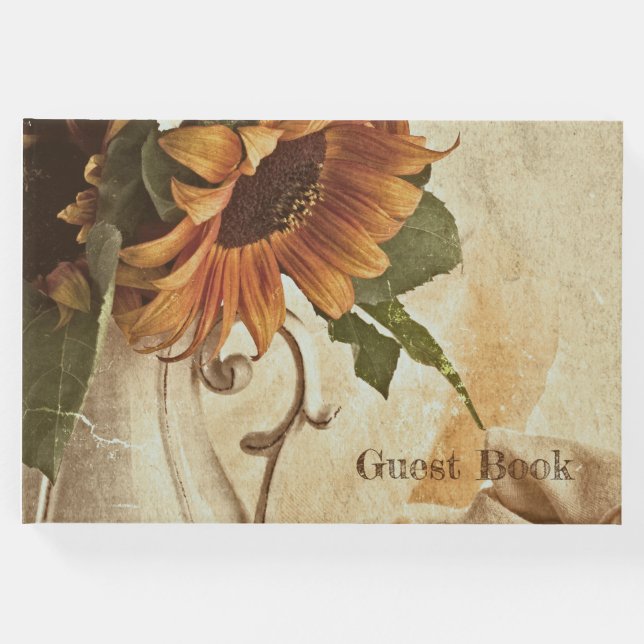 Libro De Visitas Rusty Naranja Sunflowers (Anverso)