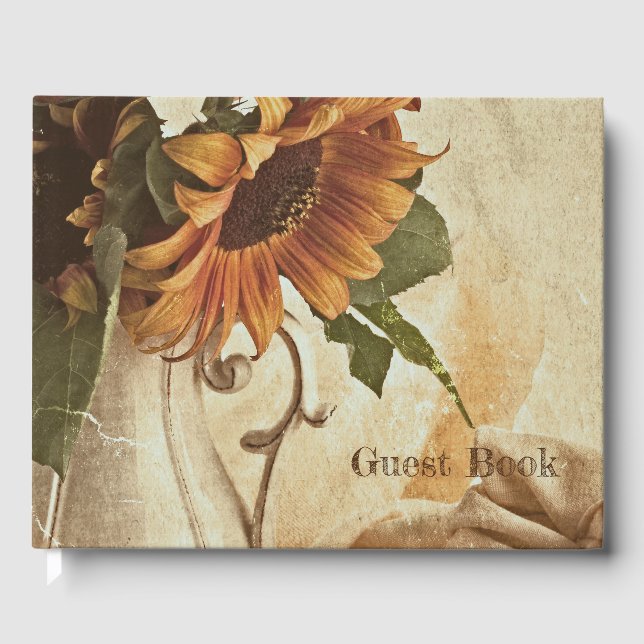 Libro De Visitas Rusty Naranja Sunflowers (Anverso)