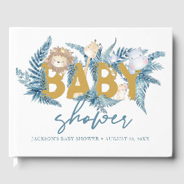 Libro De Visitas Safari Animals Blue Boy Baby Shower