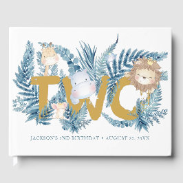 Libro De Visitas Safari Animals Blue Boy Segundo cumpleaños