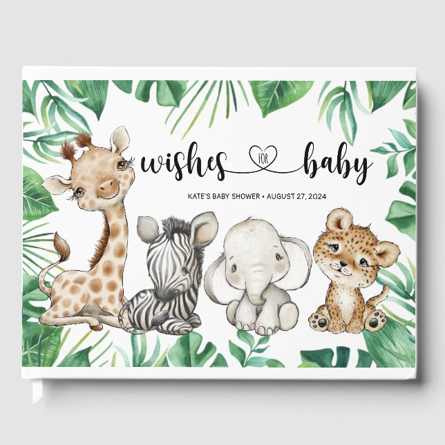 Libro De Visitas Safari Wild Animals Baby Shower (Anverso)