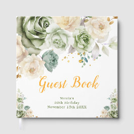 Libro De Visitas Sage Green and Cream Floral Birthday Party