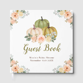 Libro De Visitas Sage Green and Peach Floral Pumpkins Bridal Shower
