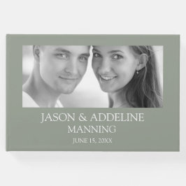 Libro De Visitas Sage Green Cualquier foto Boda blanco negro
