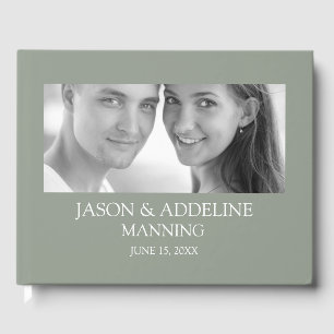 Libro De Visitas Sage Green Cualquier foto Boda blanco negro