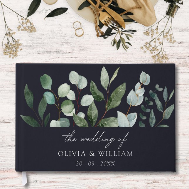 Libro De Visitas Sage Green Eucalyptus Greenerenery Boda de hojas (In situ)