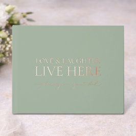 Libro De Visitas Sage Green Guest Book with Real Gold Foil