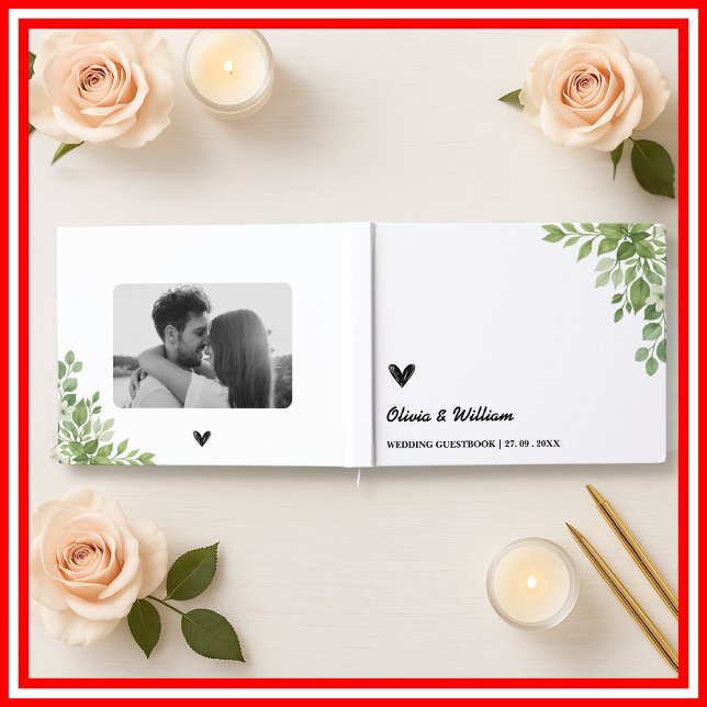 Libro De Visitas Sage Green Leaves Greenery Floral Boda (Subido por el creador)
