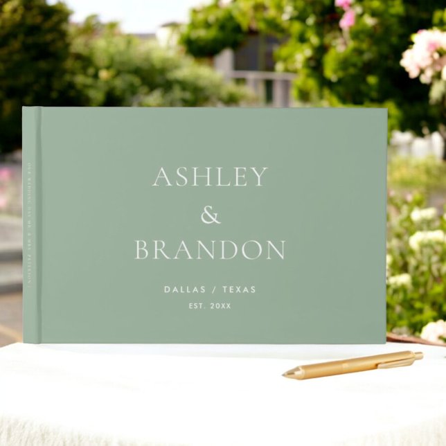 Libro De Visitas Sage Green Modern Boda Personalizado Guest Book (Subido por el creador)